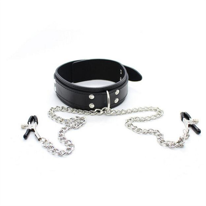 Collar with Breast/Nipple Clam - Leatherwork Clamp review and price